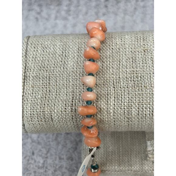 Lori Frantz-Koenig Orange Shell Bead Bracelet 8" #65103 - Picture 2 of 5